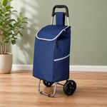 BucketList Shopping Cart Shopping Carry Shopping Trolley, Removable Bag, Folding Shopping Cart with Wheels Large and Lightweight Shopping Trolley (Blue)