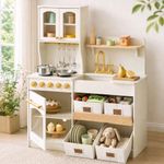 Tiny Land Wooden Play Kitchen for Kids with Toy Storage for Pretend Play