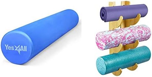 Yes4All Medium-Density Round EVA Foam Roller 36in and Foam Roller Rack for Physical Activities & Muscle Massage