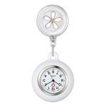 Retractable Nurse Watch with Second Hand for Women Doctors Clip-on Hanging Lapel Nurse Watches Cute Leaves Pattern Silicon Cover Badge Stethoscope Fob Pocket Watch