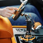 LISEN Cup Holder Phone Mount for Car, 2024 Newest Cell Phone Holder Mount Adjustable Cup Phone Holder for Car Accessories Phone Holder Car Cupholder for iPhone 16 15 14 Pro Max Plus, Samsung, Google