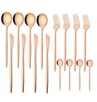 M.T. BROTHERS - Stainless Steel Flatware Set, Tableware Cutlery Set, Utensils for Kitchens, Dishwasher Safe(Fork 4+Knife 4+Salad Spoon 4+Tea Spoon 4) (Rose Gold Hotel Spoon, 16)