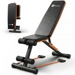 Flexnest Commercial Grade Adjustable And Foldable Gym Bench Incline,Decline & Flat 250 Kg Capacity Fitness Gym Bench with Resistance Ropes For Home Workout,Premium Leather Adjustable Multi-Purpose Machine - Black (Flexbench EZ)