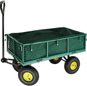 TecTake® Carro de Mano Plegable XXL - Carro Jardín con Lona Extraíble, Carretilla de Carga con Ruedas, Carrito Transporte Playa, Carrito Playa o Jardin, Carretilla Plegable - Verde