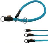 Aiminto Nylon Rope Pro Training Dog Collar, No Pull Round Martingale Collar, Slip Collar with Slidable Stop Ring - Ideal for Medium Dogs (M(12mm) - 45cm Long, Blue)