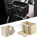 Car Armrest Storage Box - Car Armrest Storage Box With 2 Cup Holders,Multifunctional Car Console Side Organizer,Durable and Practical,Armrest Storage Box For Your Car (White)