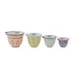 Creative Co-op DA7742 Patterned Stoneware Measuring Cup Set, Multicolor