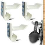 SRS Table & Wall Direct Surface Mount Headphone Stand Holder Hanger with Cable Organizer Storage Options for All Professional | Corporate | Gaming Headsets Stick-ON Adhesive (Pack of 3, White)