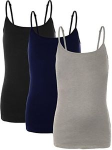 Emmalise PreTeen Training Bra Camisole Wireless Built in Fabric Support Cami (3Pk Blk, Navy, Oat, Small, 80-100 lbs)