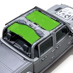 Shadeidea JT Sun Shade Top Roof Compatible with Jeep Gladiator 4 Door Sunshade Mesh Sunroof for Jeep Gladiator, Innovated Design 2018-Current, 10 Year Warranty, Front&Rear(2pcs), Green