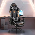 Dr Luxur Polyurethane Leeroy Grey Gaming Chair For Gaming,Home Office&Study- Perfect For Work From Home With Lumbar Support,4D Armrest,Footrest&180 Recline,And Multi Locking Position(Overpower)