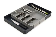 Joseph Joseph Premium Expandable Kitchen Drawer Organizer Tray, Adjustable Cutlery Flatware Holder - 15.7 x 22 Inches| Space Saving Cutlery Cabinet Organizer, Grey