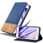 cadorabo Book Case works with Samsung Galaxy S5 / S5 NEO in DARK BLUE BROWN - with Magnetic Closure, Stand Function and Card Slot - Wallet Etui Cover Pouch PU Leather Flip