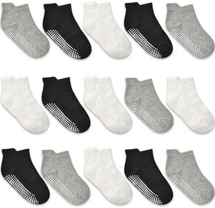 HYCLES Toddler Grip Socks Non-Slip 15 Pairs Low Cut Socks for 1-7 Years Anti Skid Ankle Socks for Baby Kids Boys Girls