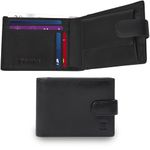 Wallet for Men Leather, RFID Blocking Handcrafted Soft Leather Bifold Wallet, 8 Card Slots, Zip Compartment Plus Coin Pocket, UK Design with Gift Box (Black Soft Leather)