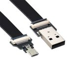 2.0M USB 2.0 Type-A Male to Micro USB 5Pin Male Data Flat Slim FPC Cable for FPV & Disk & Phone