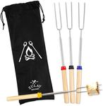 Zulay (4 Pack) Long 32 inch Marshmallow Roasting Sticks Extendable Design - Stainless Steel Smores Skewers for Camping, Bonfire, Fireplace - Extendable & Retractible Telescoping Marshmallow Sticks