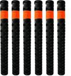 LIVOX Cricket Bat Rubber Grip Soft Comfortable for Better Shock Absorption Ultra Tacky Cricket Accessories Bat Gripper for Boys Cricket Bat, Black, Pack of 6