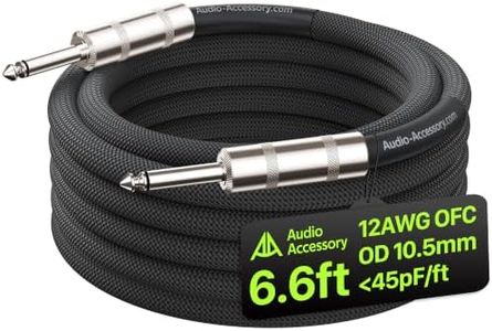 AA AUDIO ACCESSORY Speaker Cable 1/4 Inch 6.6ft, True 12AWG OFC, OD 10.5mm, Kevlar-Reinforced Nylon Braided Speaker Cord, Triple Shielded for Noiseless Audio, for Electric Guitar Amp, PA Sound System
