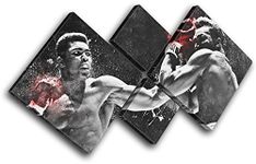 Bold Bloc Design - Muhammad Ali Boxing Grunge Sports 170x85cm MULTI Canvas Art Print Box Framed Picture Wall Hanging - Hand Made In The UK - Framed And Ready To Hang
