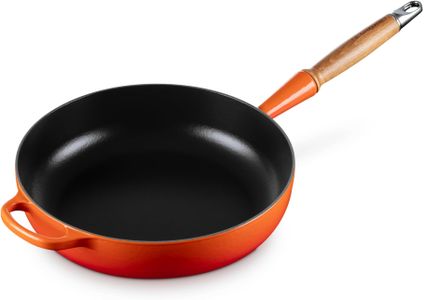 Le Creuset Signature Cast Iron Saute Pan with Wooden Handle, 28cm Volcanic