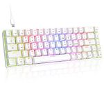 Wired 60% Mechanical Gaming Keyboard, RGB Lights Compact 68 Key Mini Keyboard with Type C Charger and Blue Switch, for Mac Windows PC PS4 Gamer(White)