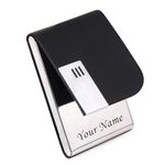 FELSTAR Customized/Personalized Card Holder with Name Engraved, PU Leather Professional Business Visiting Card Holder/Credit Card Holders Men, Women Day Gift, Corporate Gift for Employees (Black)