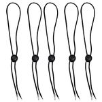 Tvoip Hat Chin Cord, Flexible Removable Hat Chin Strap with Spring Loaded Stop Cord Lock Set of 5 (Black)