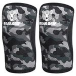 BEAR GRIP - Premium 7mm Compression & support knee Sleeves (Pair) For High Performing Athletes Keep Fit Without Damaging Your Knee (Camo, XL)