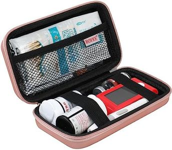 BOVKE Diabetic Supplies Case, Diabetes Travel Bag for Testing Kit, Blood Glucose Monitor Meters, Test Strips, Medication, Lancets, Needles, Syringes and Other Diabetic Supplies, Rose Gold