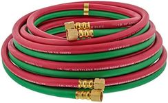 Master Elite 25 Foot Oxygen Acetylene Hose Twin Welding Hose Set, 1/4 Inch B Fittings, 9/16”-18 - Oxy Acetylene Cutting Torch Hoses, Welder Gas Hose Cut Metal, Green Red, Grade R, Fits Regulators