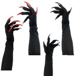 2 PCS Claw Gloves Halloween, Black and Red Claw Gloves Costume Funny Cat Claw Gloves Cosplay Wolf Claw Gloves for Halloween Cosplay Party Accessory