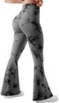 SUUKSESS Women Seamless Scrunch Butt Lifting Flare Leggings High Waisted Tummy Control Yoga Pants (Black Tie Dye,M)