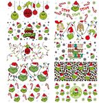 UV DTF Cup Wrap, 10 Sheet Christmas Transfer Stickers for 16 oz Glass Cups, Winter Rub on Transfer for Crafting, Waterproof Transfer Decals for Libbey Glass Tumblers Furniture Wood DIY Crafts