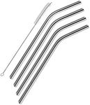 EKIND Stainless Steel Reusable Bent Drinking Straws and Cleaning Brush Set (Set of 4)