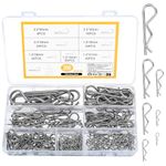 200 Pcs Cotter Pins Assortment Kit, Stainless Steel R Clips, Split Pins, Retaining Spring Hitch Cotter Pins, Heavy Duty Fastening Pins for Trucks Tractors Lawn Mowers Cars Campers