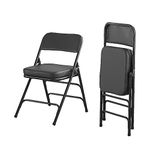 KAIHAOWIN Folding Chairs with Ultra Thick Padded Seat Foldable Chair Indoor Comfortable Metal Chairs with Soft Cushion Black-2 Pack