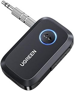 UGREEN Receptor Bluetooth 5.3 Jack 3.5mm Adaptador Emisor Bluetooth Aux Coche A2DP Llamadas Manos Libres Jack Bluetooth para Coche Altavoces, Negro