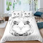 Guinea Pig Duvet Cover Dandelion Bedding Set Single Size Cartoon Guinea Pig Quilt Cover For Kids Cute Animal Plant Comforter Cover,Gray White Bedspread Cover Bedroom Living Room Decor