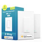 meross 3-Way Smart Switch, Neutral Wire Required, Compatible with Apple HomeKit, Alexa, Hey Google and SmartThings, Single Pole & 3-Way, 2.4GHz Wi-Fi, Remote and Voice