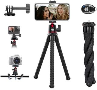 Famall Flexible Phone Tripod for GoPro, Mini Camera Stand with Remote, 1/4'' Screw with Phone Holder&Cold Shoe, Tripod Holder for iPhone Samsung Canon Nikon Sony Streaming Vlog Smartphone