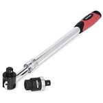 FIRSTINFO 1/2 Inch Drive Premium Breaker Bar with Ratchet Adapter, 24-1/2 Inch Length Extended Leverage, 230 Degrees Flexible Head