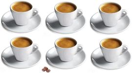 Cuisinox Porcelain Italian Espresso Cups and Saucers, Set of 6, White, 2 oz, CUP-66-2