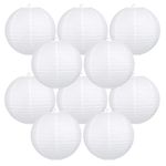 Peywot 10Pcs 16 Inch Round Paper Lanterns for Home Decor, Restaurant, Church, Wedding, Birthday Party Decorations, Hanging Chinese Japanese Paper Lantern Lamps (White)