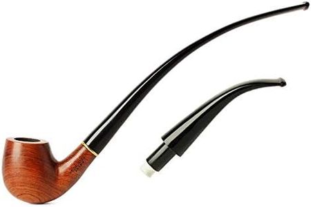 MUXIANG Churchwarden Tobacco Gandalf Pipes Two Mouthpiece Stem Long 9mm Filters 10 Cleaning Tools Pipe Screen Filter Scraper Brush Knife Stand Holder Rack Bag (AD0015)