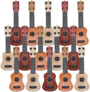 SENONAPO 15 Pcs Kids Toy Guitar 10 Inch Mini Classical Ukulele Guitar Toy Beginner Rhyme Developmental Musical Instrument Toddlers Ukulele Guitar Cute Guitar Toy for Toddler Educational Toy Supplies