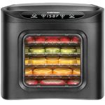 Chefman Food Dehydrator Machine, Touch Screen Electric Multi-Tier Preserver, Meat or Beef Jerky Maker, Fruit Leather, Vegetable Dryer w/ 6 Slide Out Drying Rack Trays & Transparent Door, Black