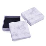 Craftdady 18pcs White Marble Jewelry Boxes with Lid Square Cardboard Xmas Gift Box for Bracelet Pendants Jewellery Storage Presentation, 9.1x9.1x2.9cm