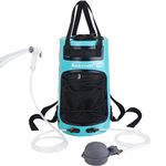 WILD HEART Camping Shower 22L Portable Shower for Camping with Pressure Foot Pump and Hose - Solar Shower Bag Backpack for Camping, Road Trip & Outdoor Use (Turquoise)