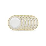 Malabar Trading Company La Opala Diva, Sovrana Collection, Opal Glass Half Plate Set 6 pcs | 8 Inch Printed Glassware Dinner Plate (Moroccan Gold, Half Plate (7"))